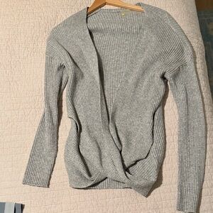 Zella Light Gray Ribbed Cardigan